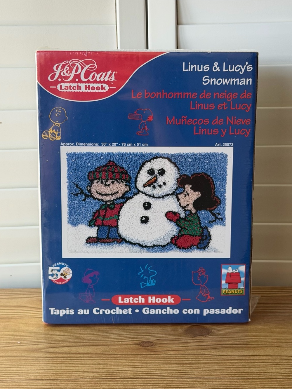 J&P Coats Latch Hook Kit Linus & Lucy’s Snowman 30x20 Peanuts Charlie Brown New